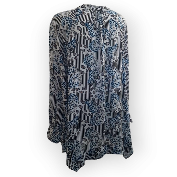 Melissa Mcarthy 7Seven collection asymmetric flowy striped butterfly boho top 1X - Picture 4 of 9